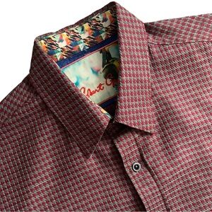 Robert Graham Houndstooth Button Up Long Sleeve Shirt Size Large